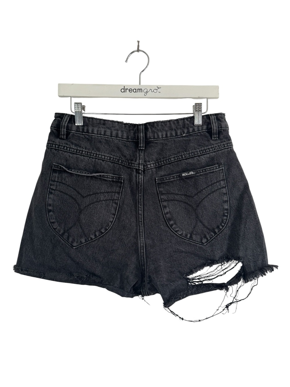 ROLLA'S Dusters Black Distressed High-Rise Slim Denim Shorts Size 31 - Picture 7 of 10
